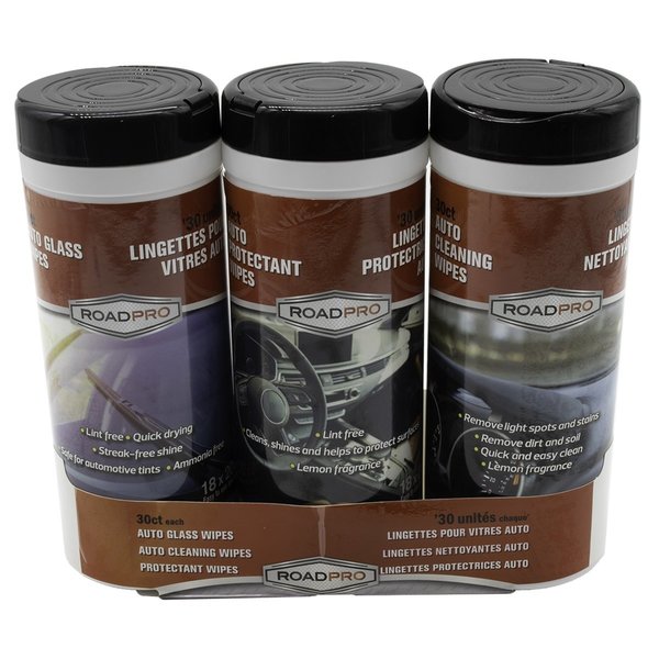 Roadpro Auto Wipes Canister 3 Pack HMPAPW3
